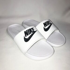 Nike Victori One Slides White Black Mens 8 Womens 9.5 CN9677-100 Sandal